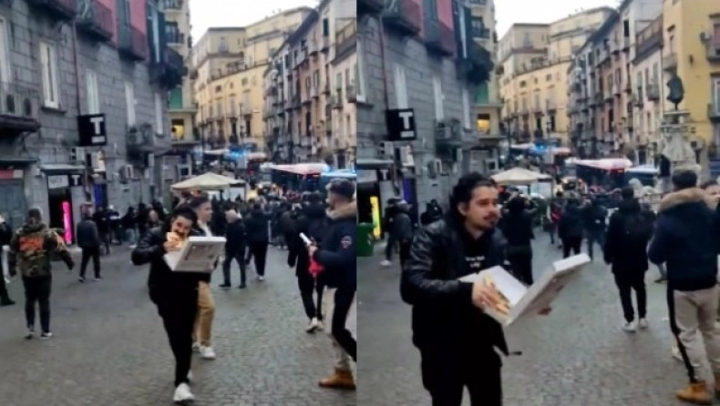 Ένας νεαρός άνδρας τρέχει να σωθεί από περιστατικό... τρώει πίτσα (βίντεο)