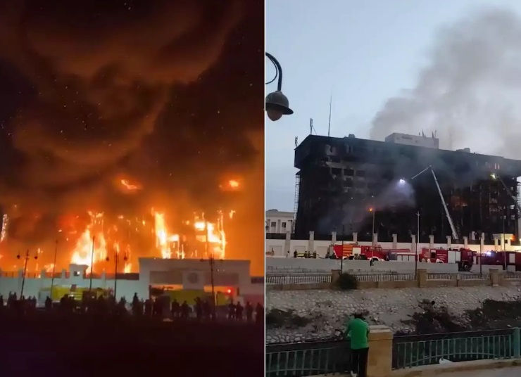 Πελώρια φωτιά στο αρχηγείο της αστυνομίας κοντά στη Διώρυγα του Σουέζ – Καταστράφηκε ολοσχερώς το κτήριο